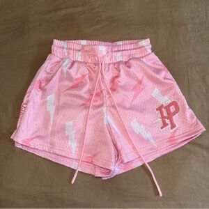 Women’s Graphic Mesh Shorts - Scatter Bolt Pink - XS